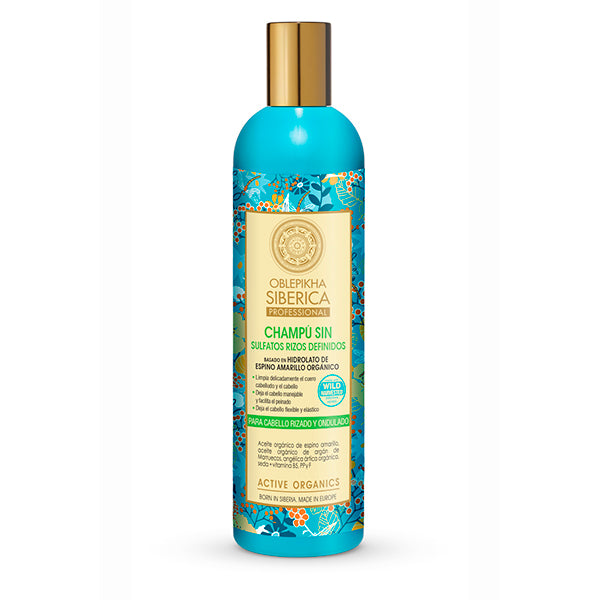 CHAMPÚ SIN SULFATOS CON HIDROLATO DE ESPINO AMARILLO ORGÁNICO RIZOS DEFINIDOS, 400 ml - Natura Siberica
