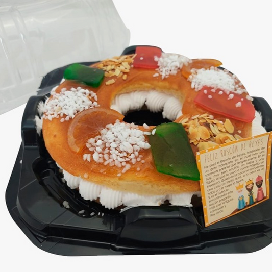 Roscón de Reyes Relleno - Nata o Crema o Trufa- 650 - 725 gr - Vegano y Sin Gluten