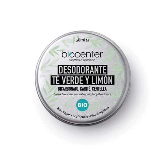 DESODORANTE SÓLIDO NATURAL ECOLÓGICO, VEGANO, ZERO WASTE - TÉ VERDE Y LIMÓN - - BIOCENTER