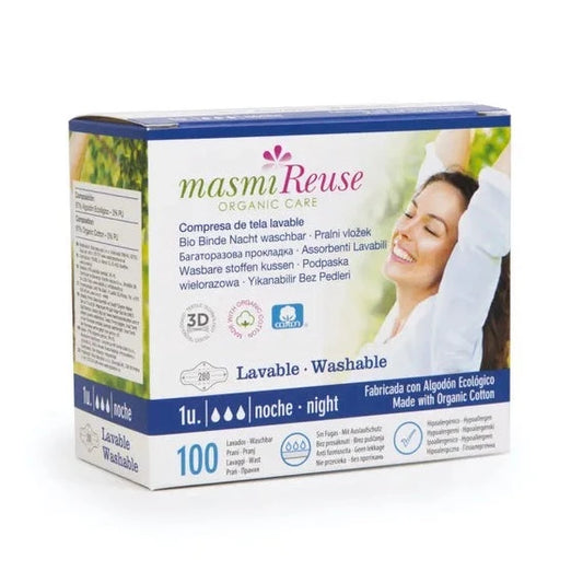 COMPRESA DE TELA LAVABLE CON ALAS NOCHE - MASMIREUSE